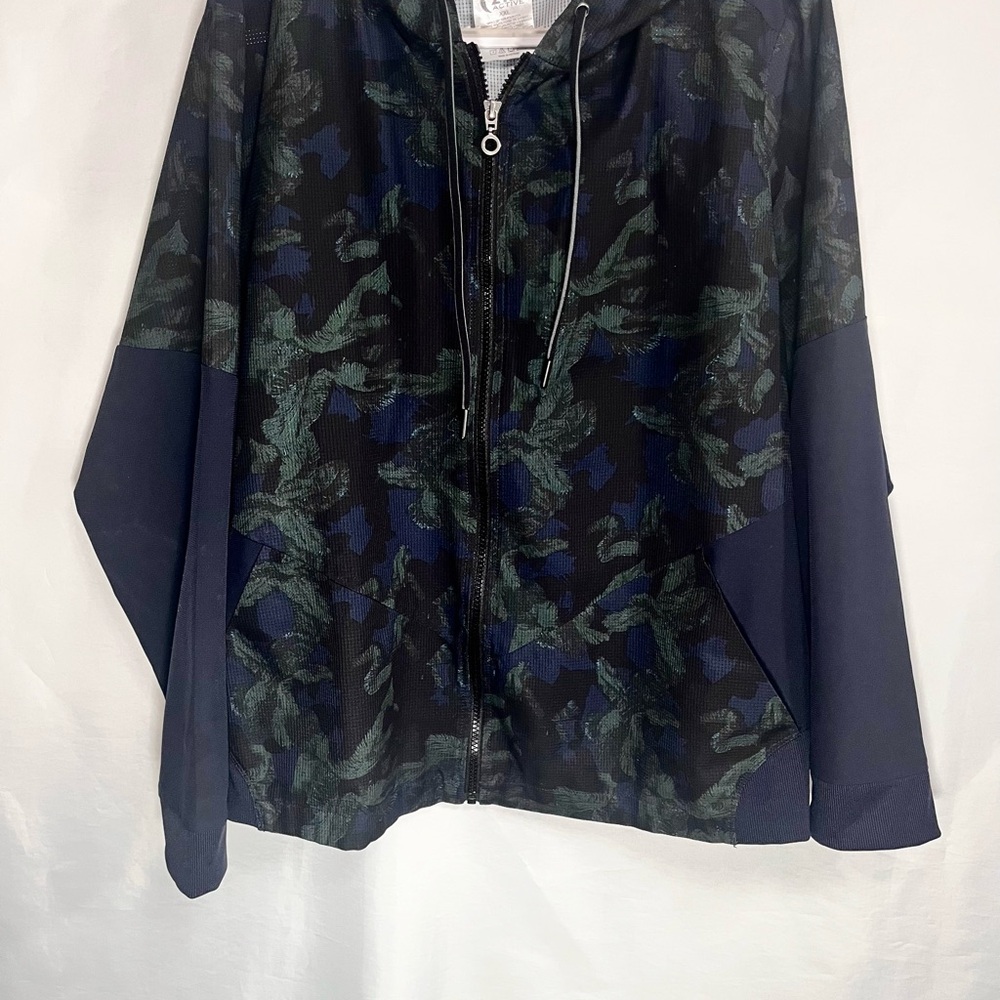 ZYIA Women’s Lightweight Full Zip Hooded Mesh Jacket Evening Paradise Sz XXL